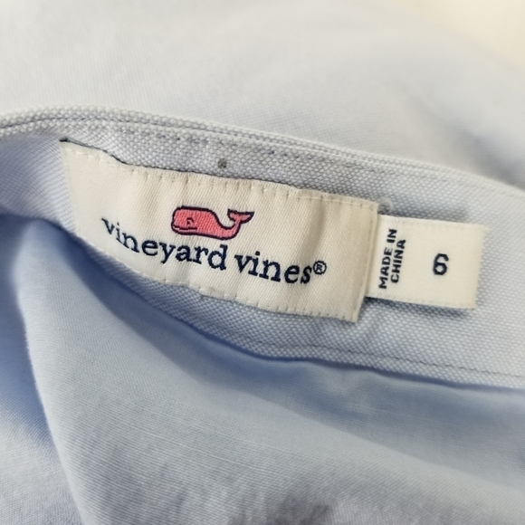 Vineyard Vines Embroidered Cotton Mini Skirt Blue Yellow Stripe Lined A line Zip - Picture 7 of 8